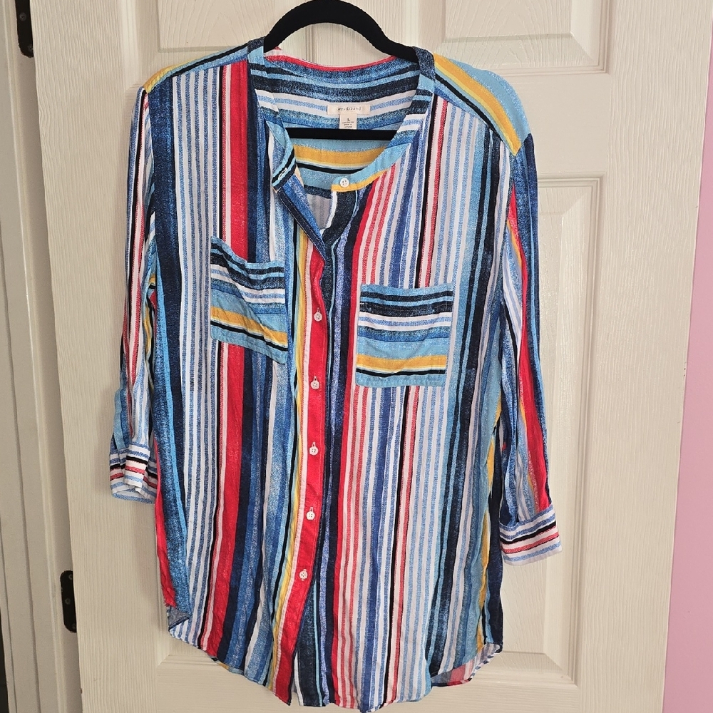 Westbound‎ Blue and White Striped Shirt